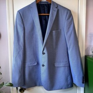 Nick Graham Men's 44L Blue Check Blazer New York Cut Stretch Modern Fit 2 Button